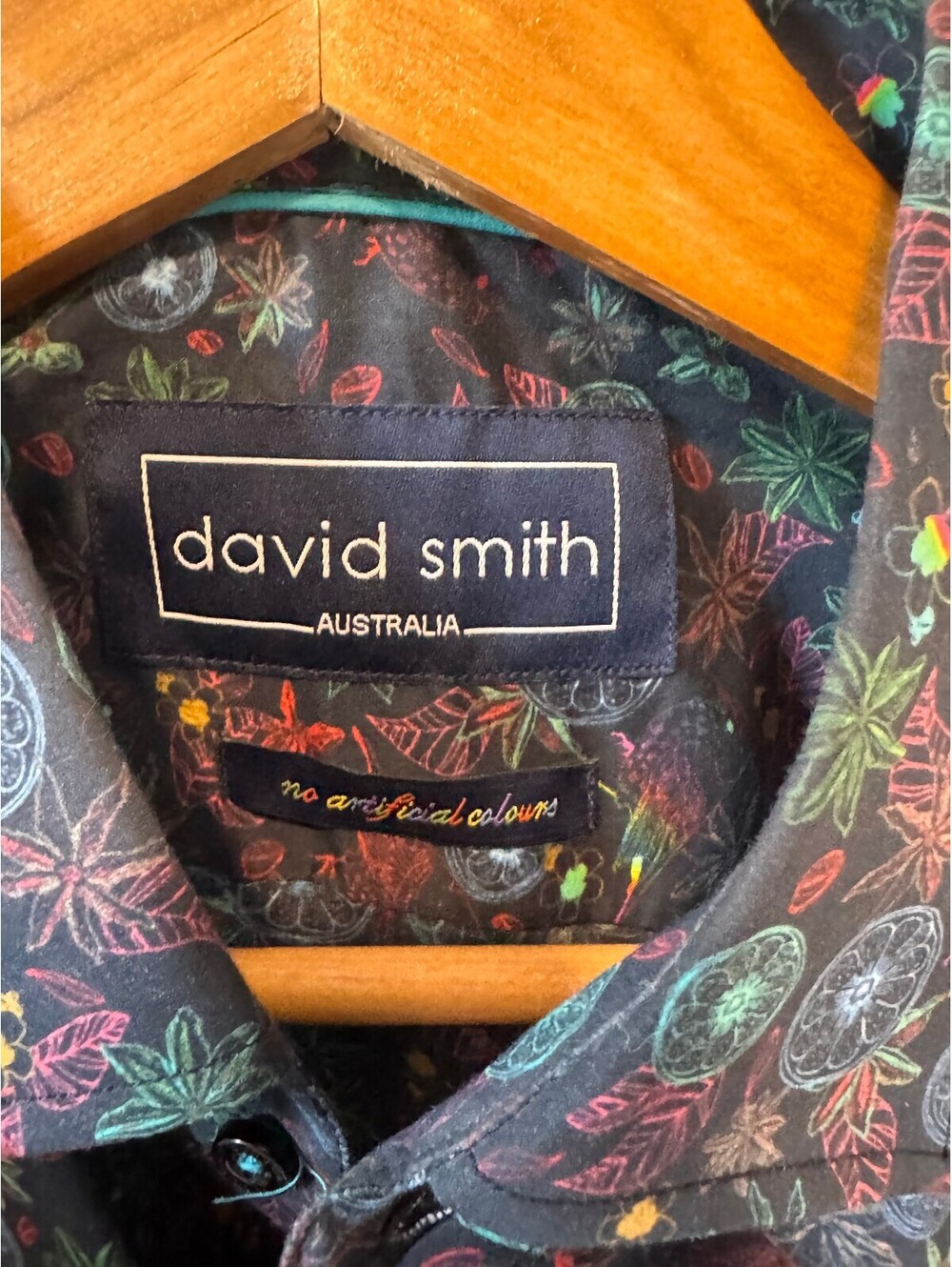 David Smith Australia Men's Shirt Bird Botanical Print Long Sleeve M Art to Wear - Picture 3 of 7